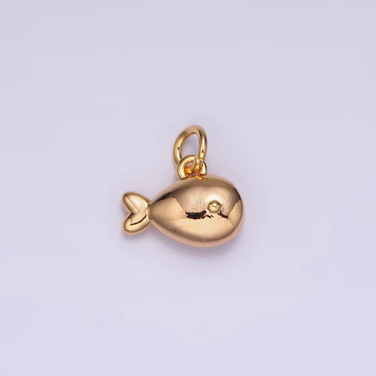 18K Gold plated Mini Fish Animal Puffed Add-On Charm | N1684 - DLUXCA