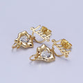 18K Gold plated Minimalist Stud Earring "Luck" Earring with Cubic Zirconia Crystal Heart, Perfect for Everyday Wear or Gift | X916 - DLUXCA