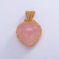 18K Gold plated Natural Gemstone Pink Rose Quartz Strawberry Handmade Wire Wrapped Pendant | AA627 - DLUXCA
