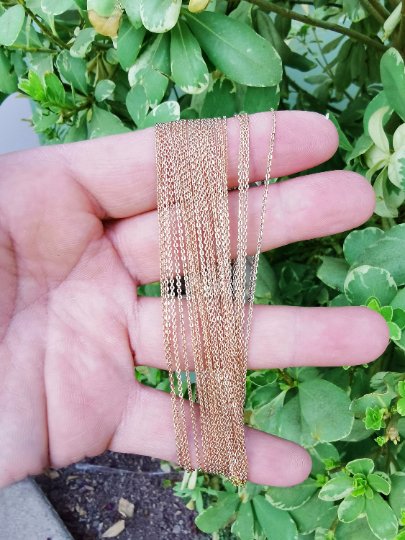 18K Gold plated Necklace - 17.8 Inches Rolo Chain Necklace - Dainty 1.1mm Rolo Necklace w/ Spring Rings | CN-839 Clearance Pricing - DLUXCA