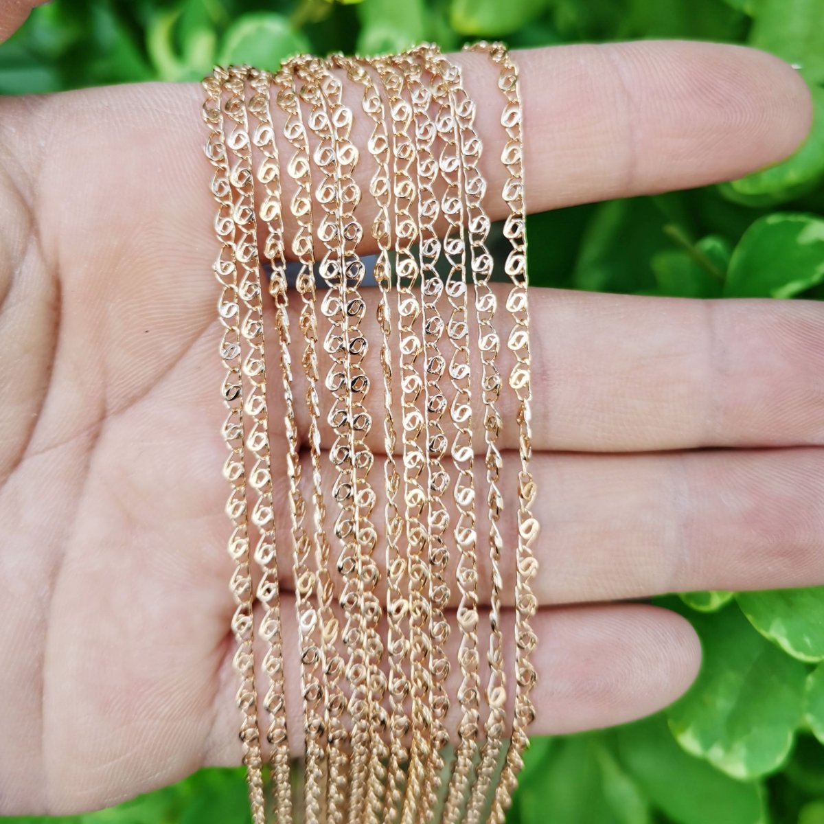 18K Gold plated Necklace, Designed Scroll Linked Necklace, Gold Designed Layering Necklace, 2.7mm 17.9 Inches Designed Ready To Wear Necklace w/ Spring Ring | CN-822 Clearance Pricing - DLUXCA