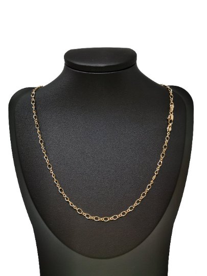 18k Gold plated Necklace Figure 8 Chain Link Gold 17.7" Gold Figure Eight Style Necklace, Dainty 3mm Figure Eight Necklace w/ Lobster Clasps | CN-734 Clearance Pricing - DLUXCA