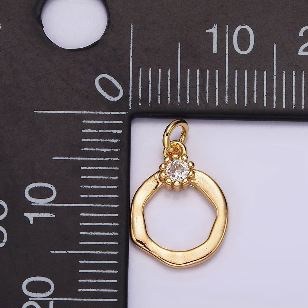 18K Gold plated Open Circle Round Geometric Hammered Add-On Charm | N1763 - DLUXCA