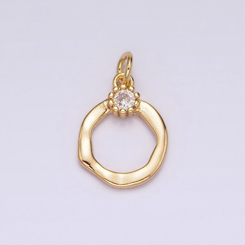 18K Gold plated Open Circle Round Geometric Hammered Add-On Charm | N1763 - DLUXCA