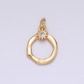 18K Gold plated Open Circle Round Geometric Hammered Add-On Charm | N1763 - DLUXCA