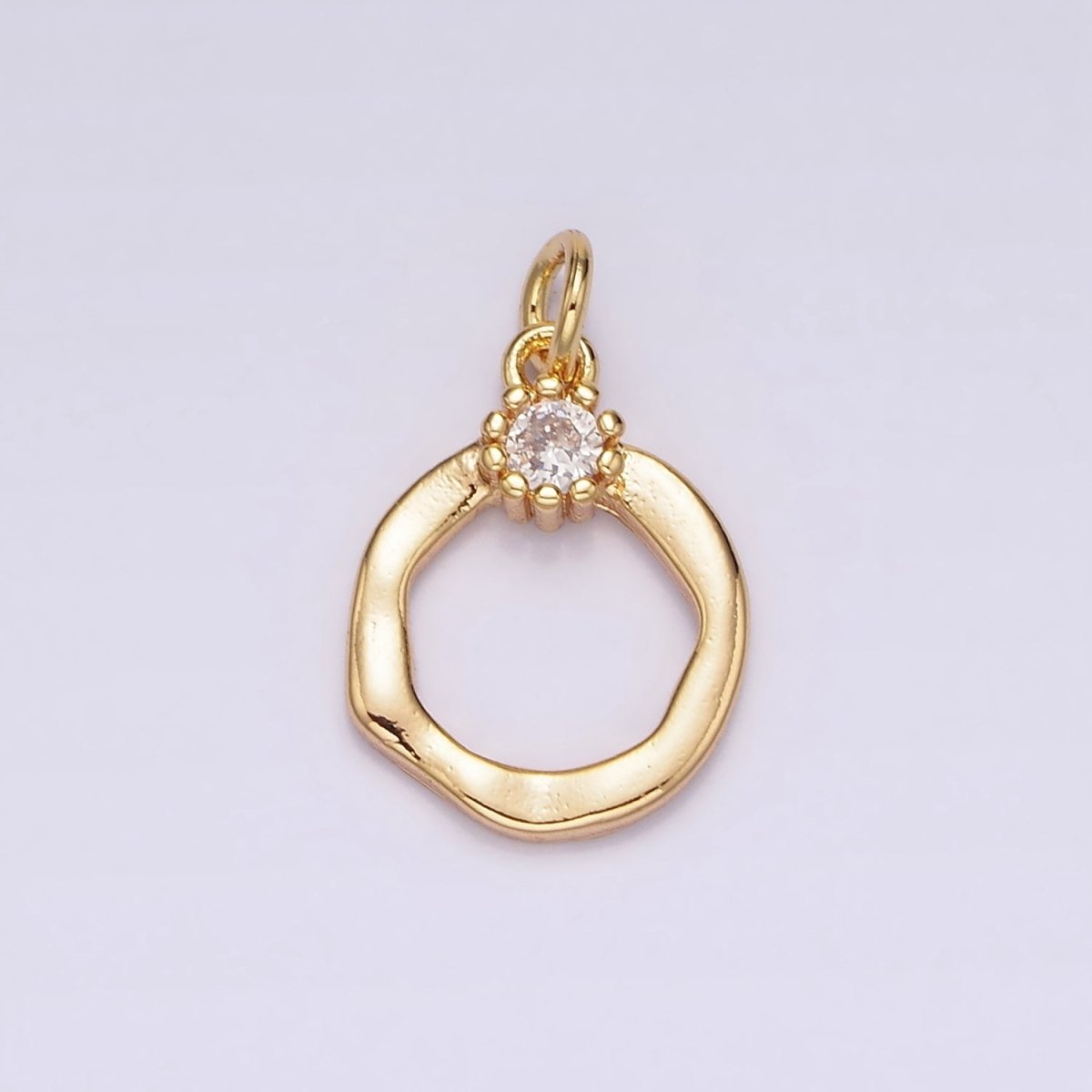 18K Gold plated Open Circle Round Geometric Hammered Add-On Charm | N1763 - DLUXCA