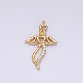 18K Gold plated Open Heart Angel Wings Clear Micro Paved CZ Charm | N1765 - DLUXCA
