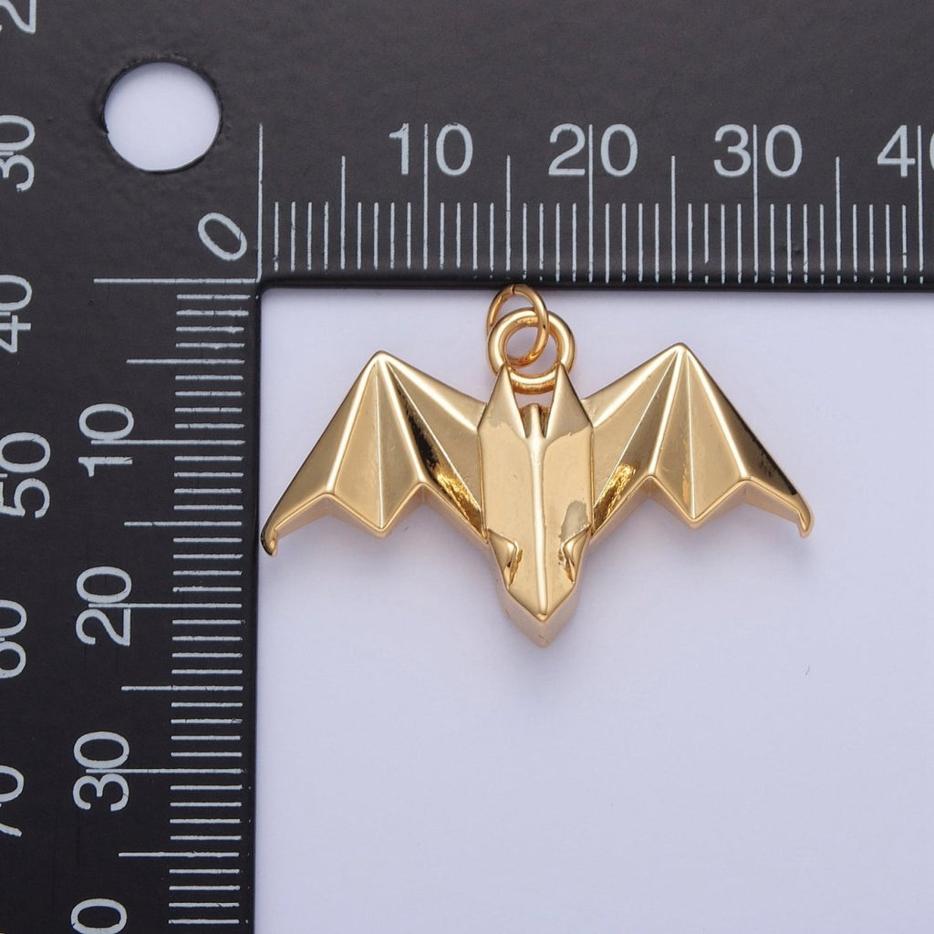 18K Gold plated Origami Bat Halloween Nocturnal Animal Charm | X-080 - DLUXCA
