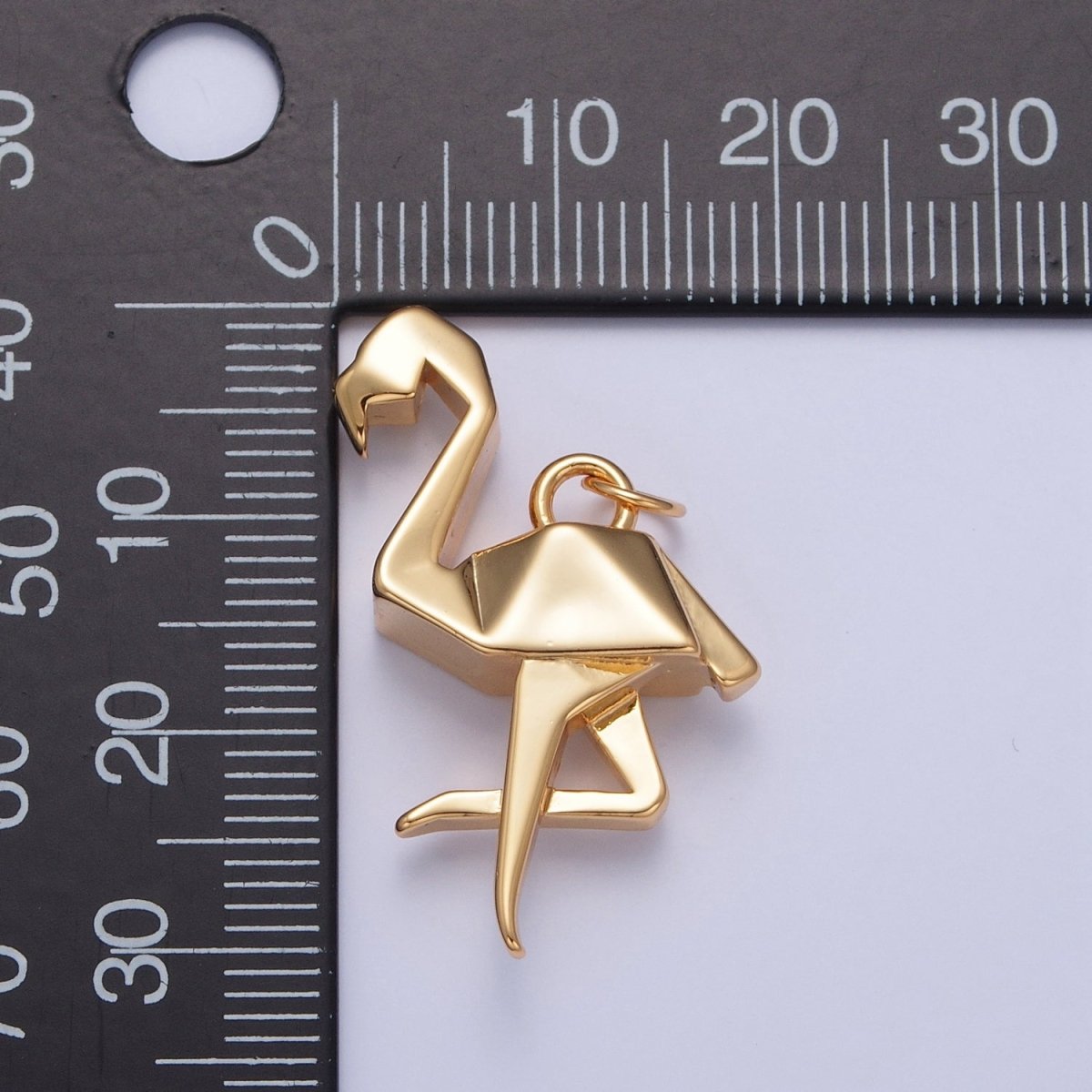 18K Gold plated Origami Flamingo Flightless Bird Animal Charm | X-076 - DLUXCA