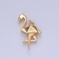 18K Gold plated Origami Flamingo Flightless Bird Animal Charm | X-076 - DLUXCA