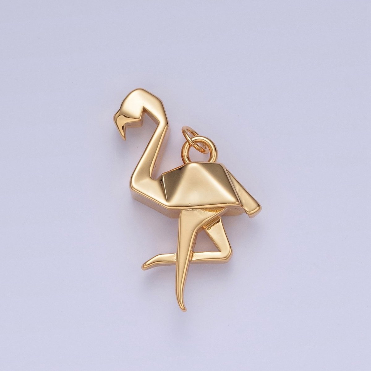 18K Gold plated Origami Flamingo Flightless Bird Animal Charm | X-076 - DLUXCA