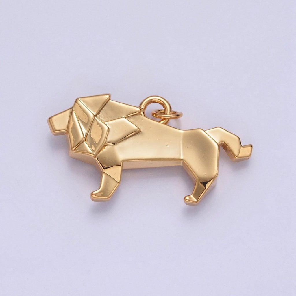 18K Gold plated Origami Lion Wild Safari Jungle Animal Charm | X-078 - DLUXCA