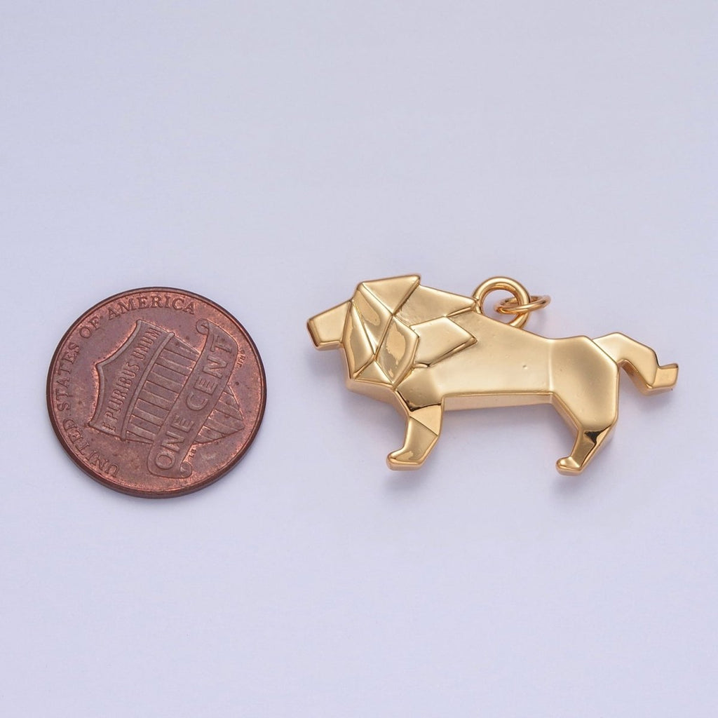 18K Gold plated Origami Lion Wild Safari Jungle Animal Charm | X-078 - DLUXCA