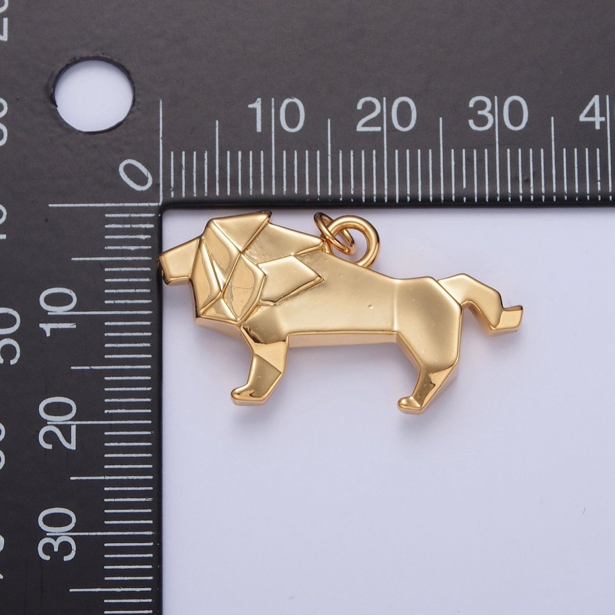 18K Gold plated Origami Lion Wild Safari Jungle Animal Charm | X-078 - DLUXCA