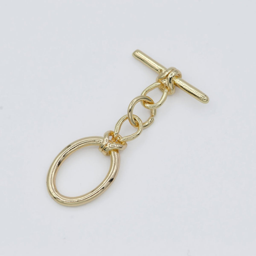 18K Gold plated Oval Toggle Clasp DIY Jewelry Making For Necklace Bracelet Anklet L-309 - DLUXCA
