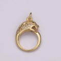 18K Gold plated Panther Charm, Panther Round CZ Micro Pave, Cubic Zirconia Panther Charms, Silver Panther Bead, Men's Jewelry E-701 E-702