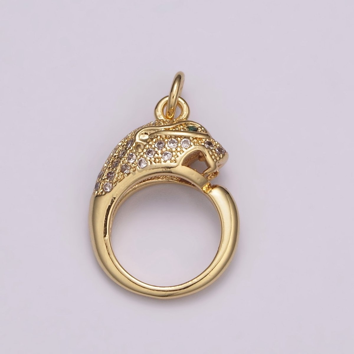 18K Gold plated Panther Charm, Panther Round CZ Micro Pave, Cubic Zirconia Panther Charms, Silver Panther Bead, Men's Jewelry E-701 E-702