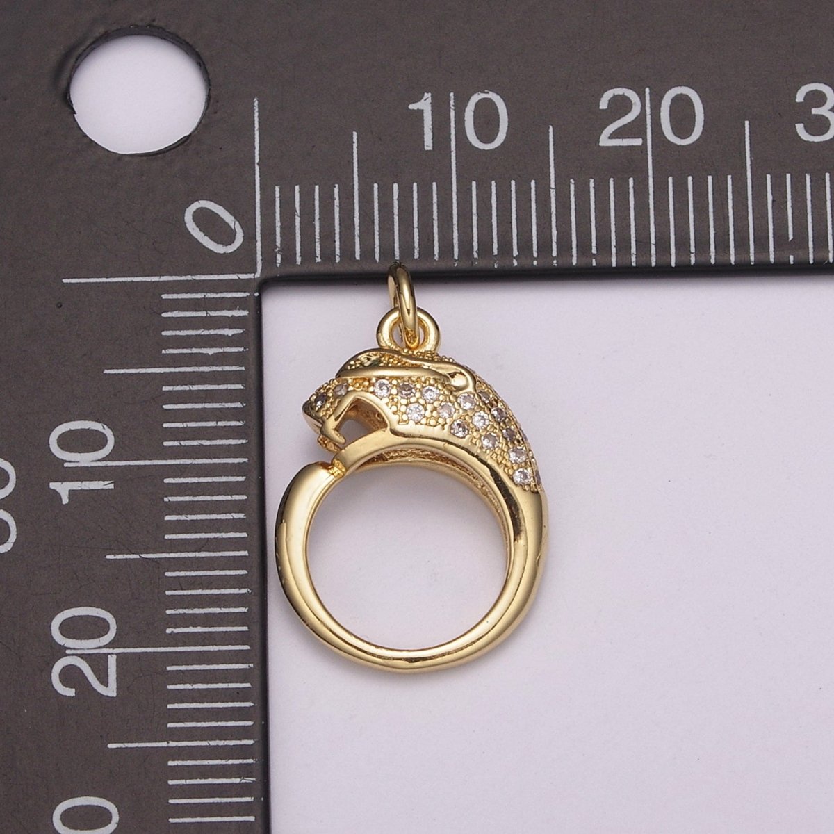 18K Gold plated Panther Charm, Panther Round CZ Micro Pave, Cubic Zirconia Panther Charms, Silver Panther Bead, Men's Jewelry E-701 E-702