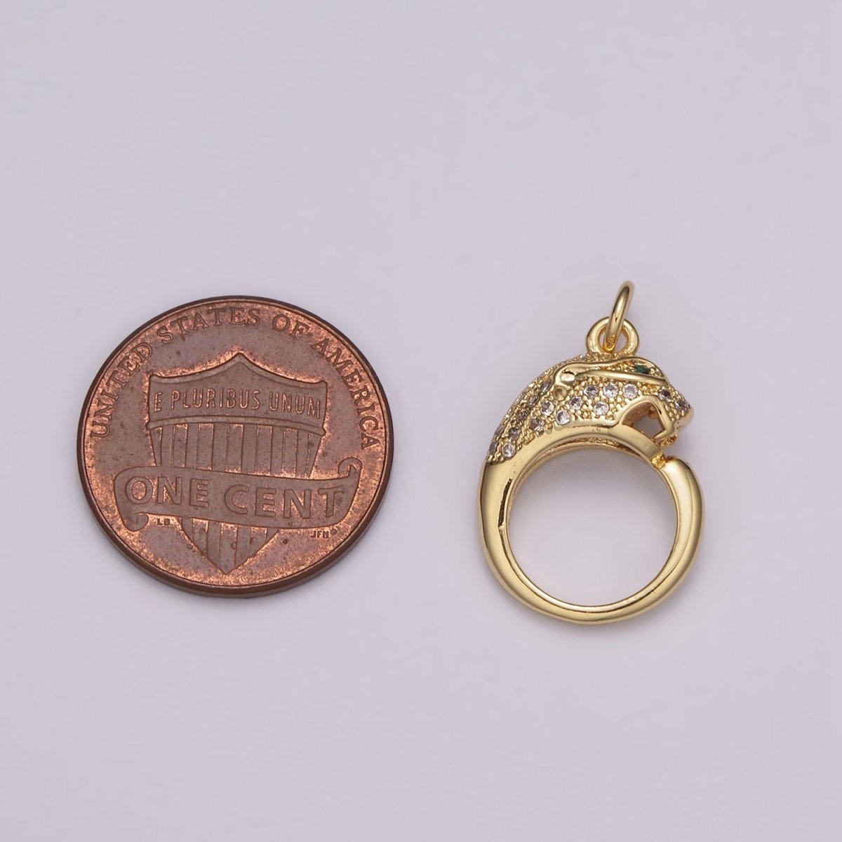 18K Gold plated Panther Charm, Panther Round CZ Micro Pave, Cubic Zirconia Panther Charms, Silver Panther Bead, Men's Jewelry E-701 E-702