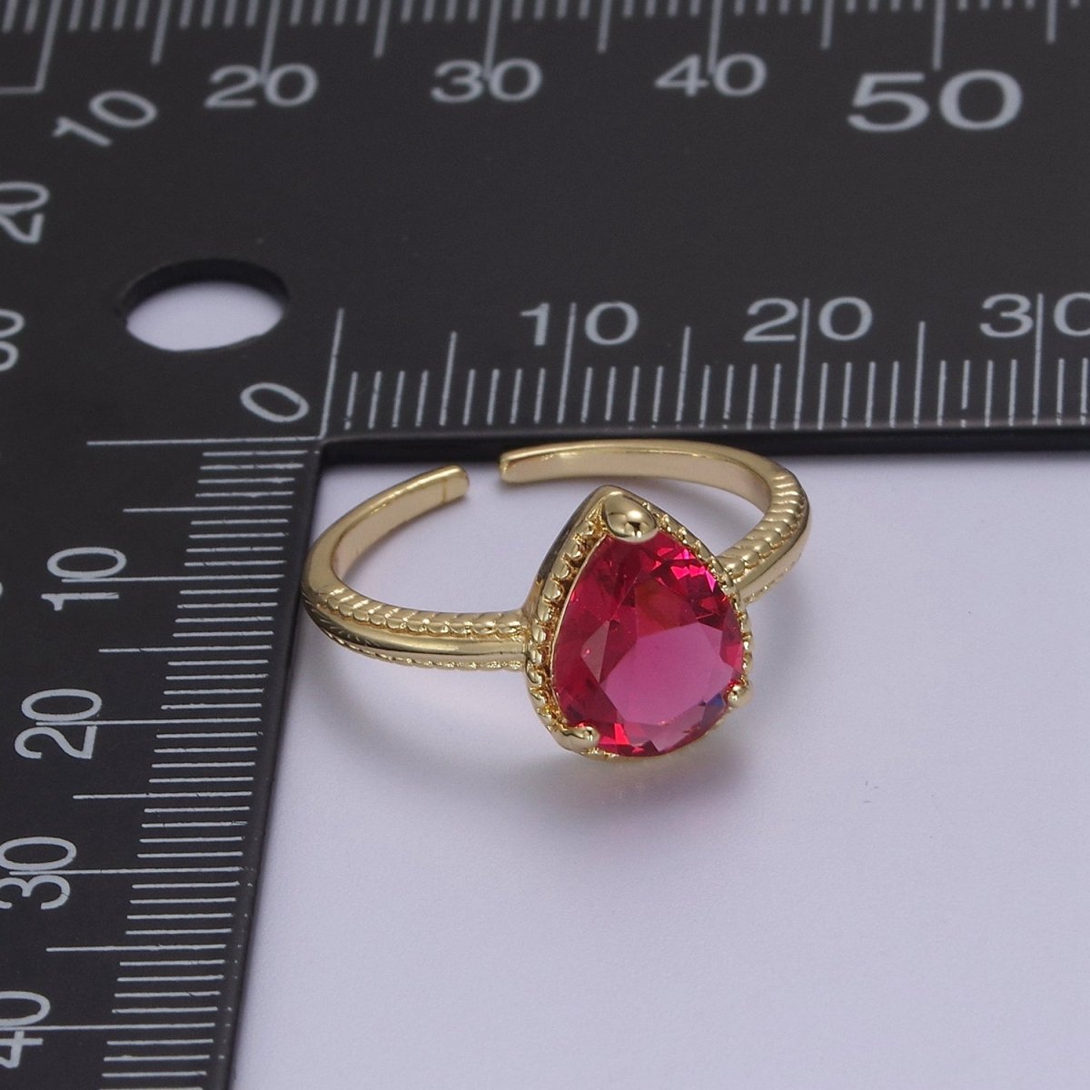 18k Gold plated Pear Shaped Halo Engagement Ring Dainty Tear drop Ring , Wedding Ring Pear Cut Solitaire Ring Women S-429 ~ S-434
