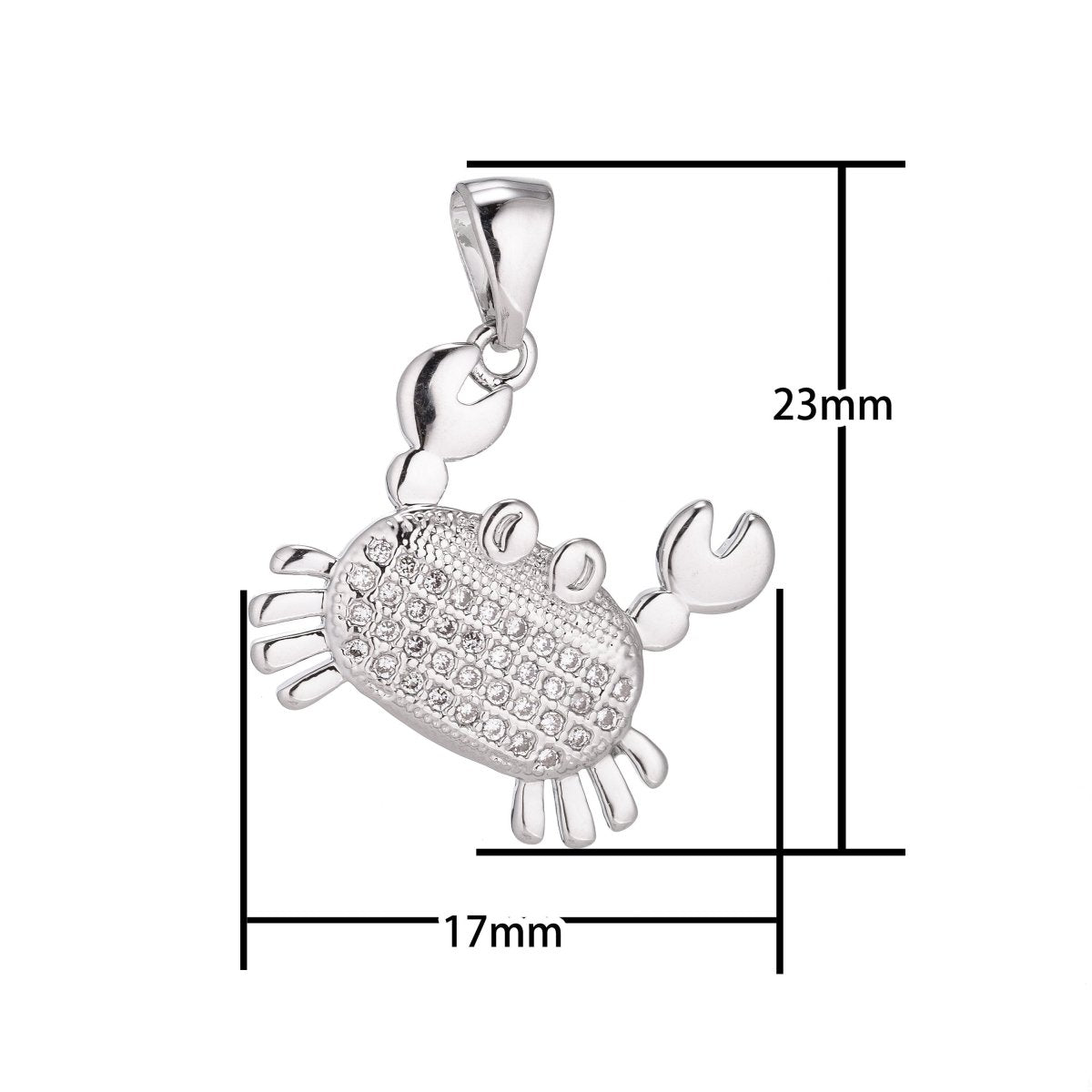 18K Gold plated Pendant Dainty Crab Necklace Charm for Jewelry Making Stylish Crab Charm, Micro Pave CZ Charm H-915