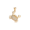 18K Gold plated Pendant Dainty Crab Necklace Charm for Jewelry Making Stylish Crab Charm, Micro Pave CZ Charm H-915