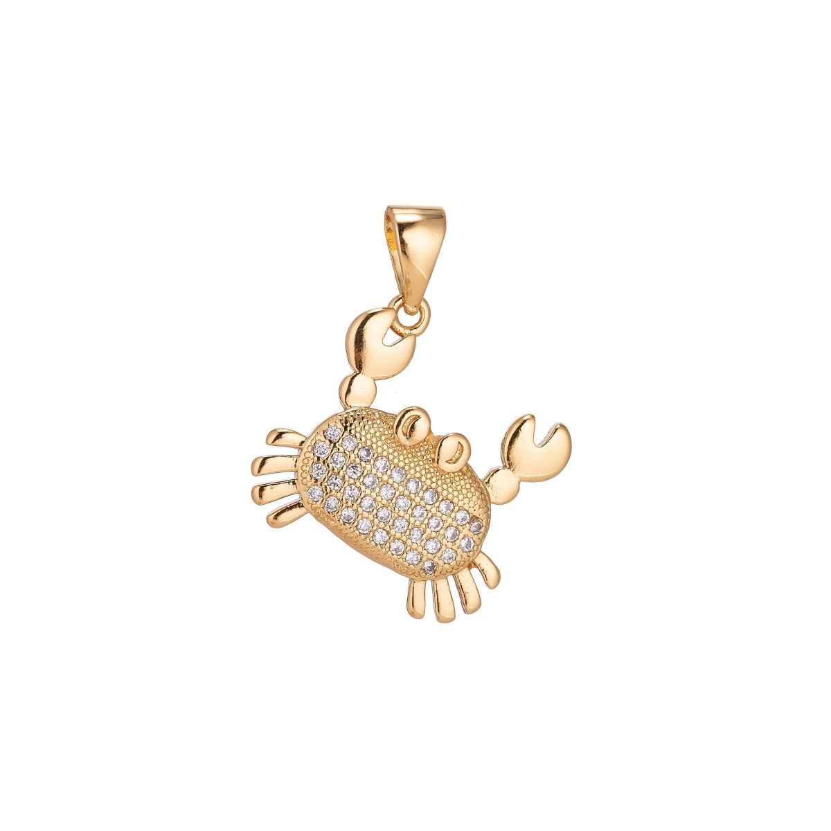 18K Gold plated Pendant Dainty Crab Necklace Charm for Jewelry Making Stylish Crab Charm, Micro Pave CZ Charm H-915