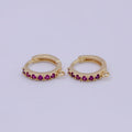 18k Gold plated Pink cubic one touch w/ open link, Lead Nickel free Lever back earring making Component Cz Hoop K-017 - DLUXCA