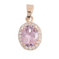 18K Gold plated Pink Oval Micro Paved CZ Pendant I-347 - DLUXCA