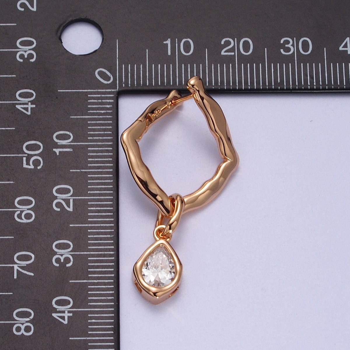 18K Gold plated Purple, Clear, Green, Pink Teardrop CZ Rhombus Dangle Earrings | V-009 - V-010
