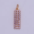 18K Gold plated Purple, Fuchsia, Pink, Green, Blue, Clear Micro Paved CZ Rectangle Bar Charm | X-168 - X-173