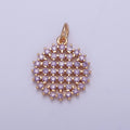 18K Gold plated Purple, Fuchsia, Pink, Green, Blue, Clear Micro Paved CZ Round Circle Charm | X-156 - X-161