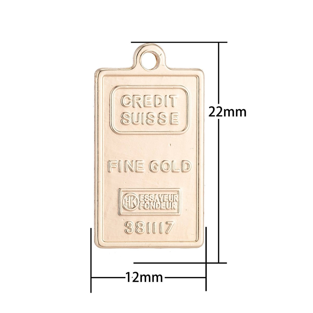18K Gold plated Queen Elizabeth Fine Bar Tag Charm C-001 - DLUXCA