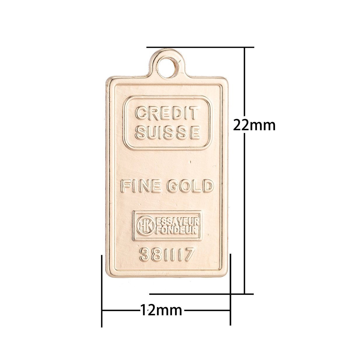 18K Gold plated Queen Elizabeth Fine Bar Tag Charm C-001 - DLUXCA