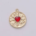 18k Gold plated Red Heart Pendant Red Enamel Heart Charm Dainty Coin Charm for Necklace Bracelet Earring Charm Making supply E-487 - DLUXCA
