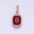 18K Gold plated Red, Purple, Pink, Peach CZ Micro Paved Lined Pendant | AA515 - AA518 - DLUXCA