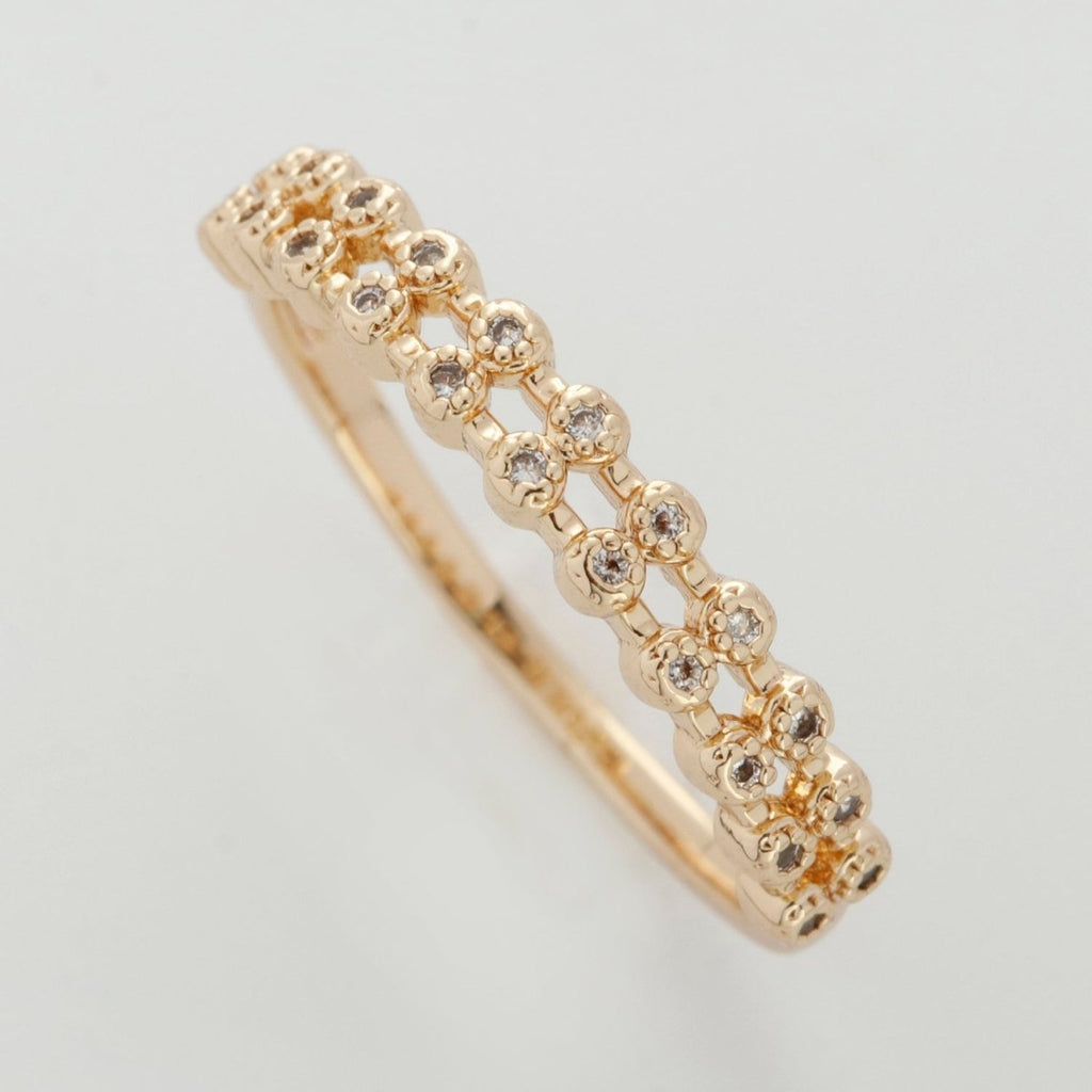 18k gold plated Ring Micro Pave Cz Cubic Zirconia Gold Band Minimalist Jewelry Stackable U-010~U-013 - DLUXCA