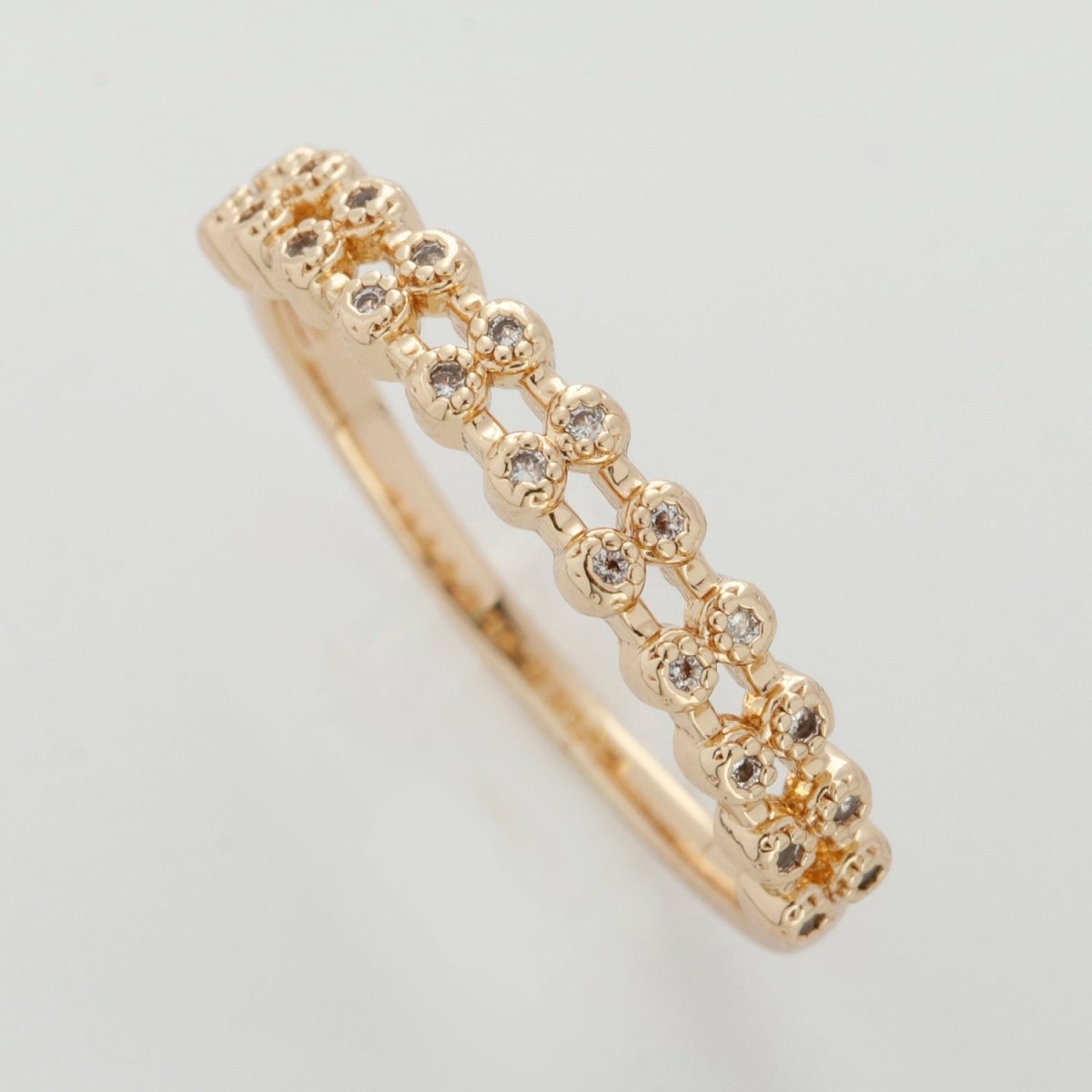 18k gold plated Ring Micro Pave Cz Cubic Zirconia Gold Band Minimalist Jewelry Stackable U-010~U-013 - DLUXCA