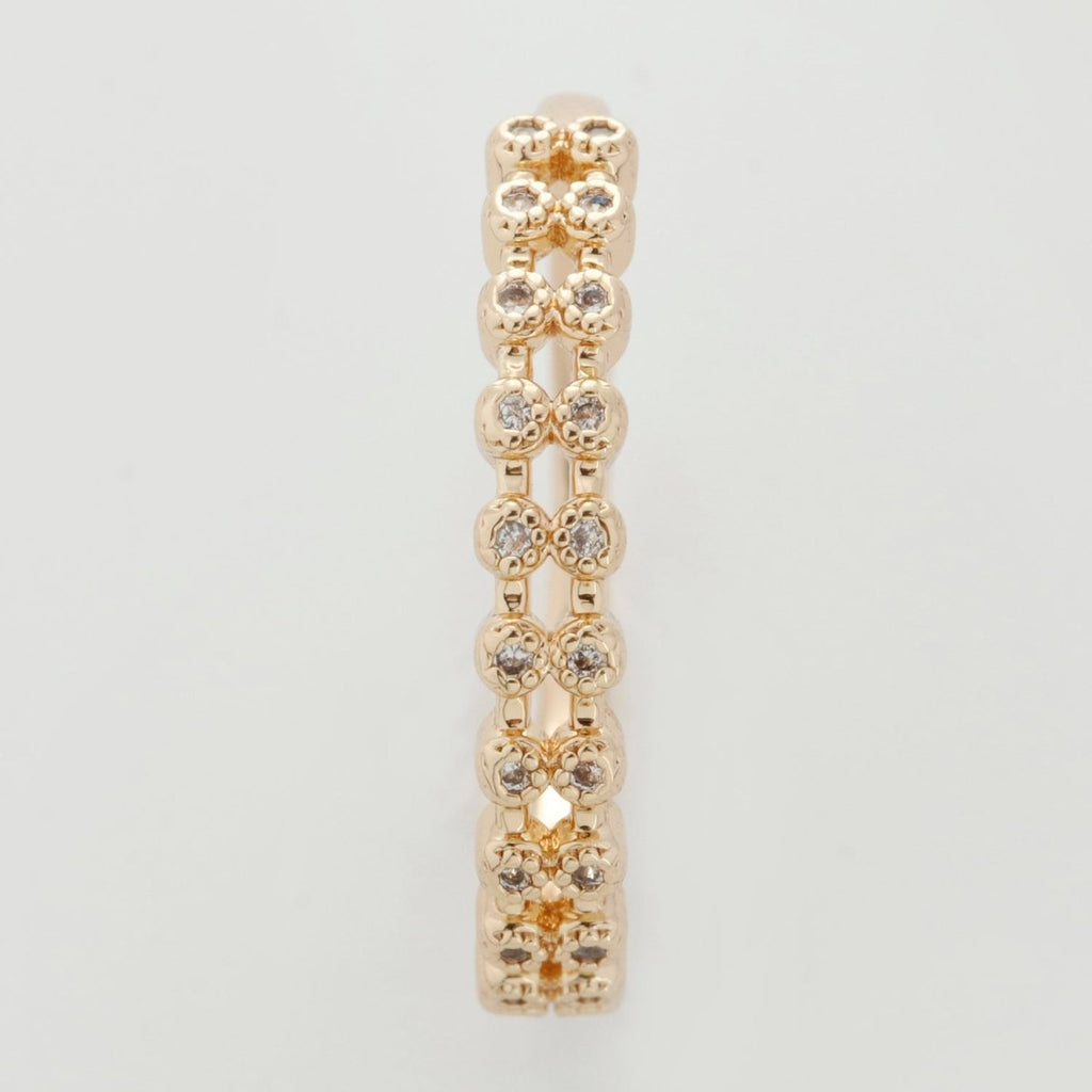 18k gold plated Ring Micro Pave Cz Cubic Zirconia Gold Band Minimalist Jewelry Stackable U-010~U-013 - DLUXCA
