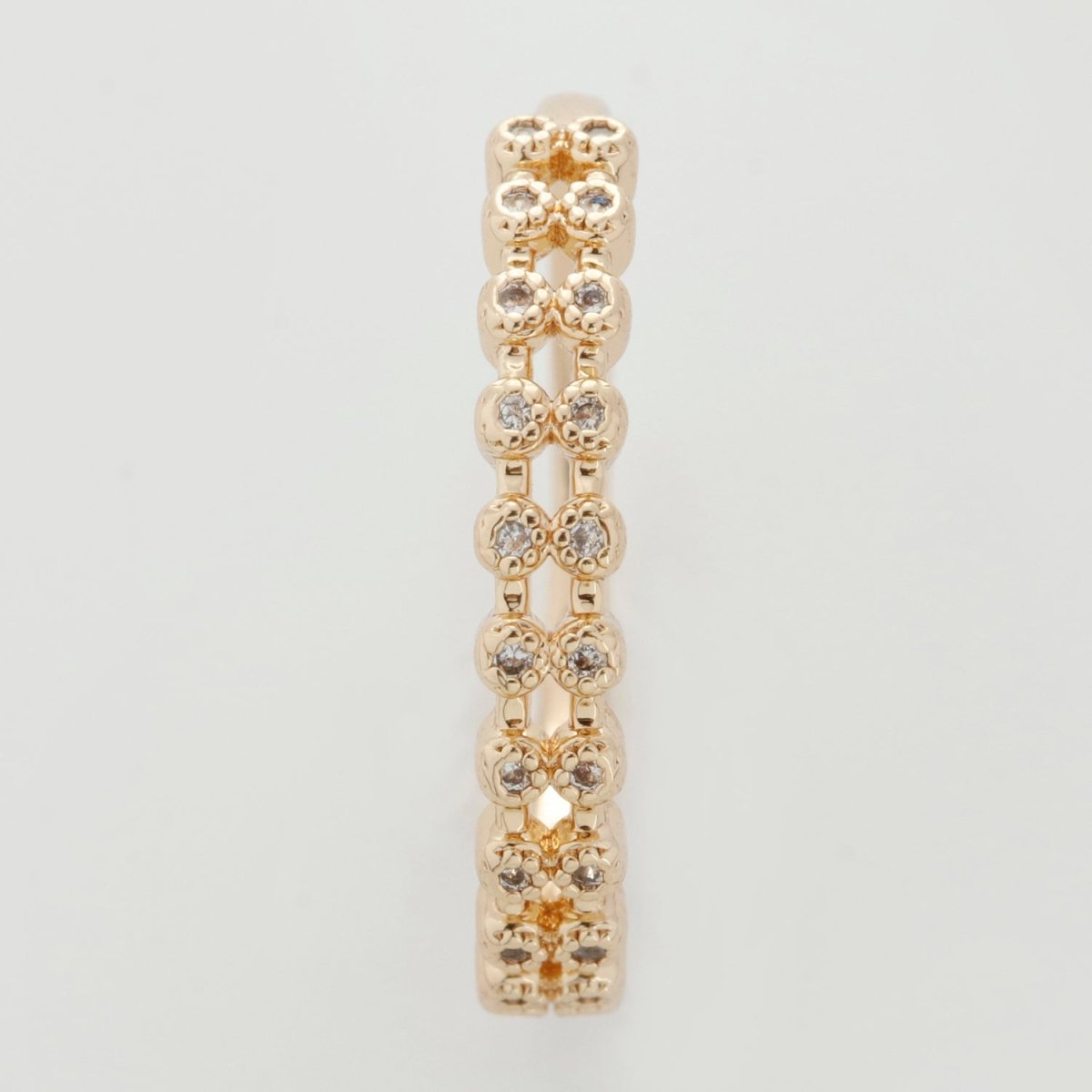 18k gold plated Ring Micro Pave Cz Cubic Zirconia Gold Band Minimalist Jewelry Stackable U-010~U-013 - DLUXCA