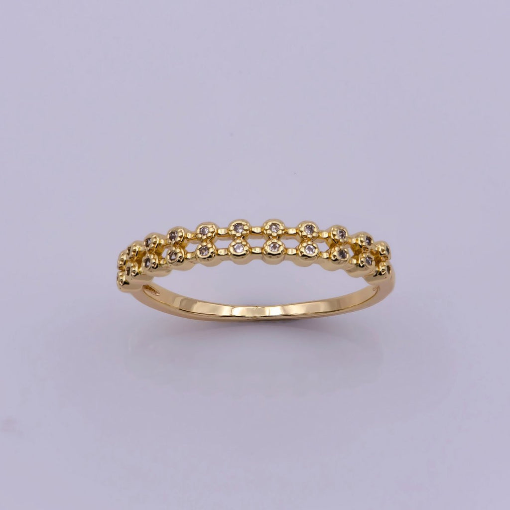18k gold plated Ring Micro Pave Cz Cubic Zirconia Gold Band Minimalist Jewelry Stackable U-010~U-013 - DLUXCA