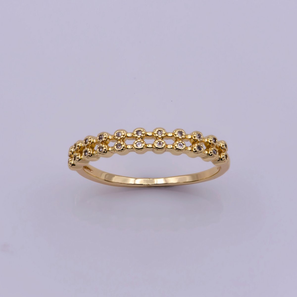 18k gold plated Ring Micro Pave Cz Cubic Zirconia Gold Band Minimalist Jewelry Stackable U-010~U-013 - DLUXCA
