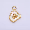 18K Gold plated Rose Flower Shell Pearl Abstract Charm | AC1442 - DLUXCA