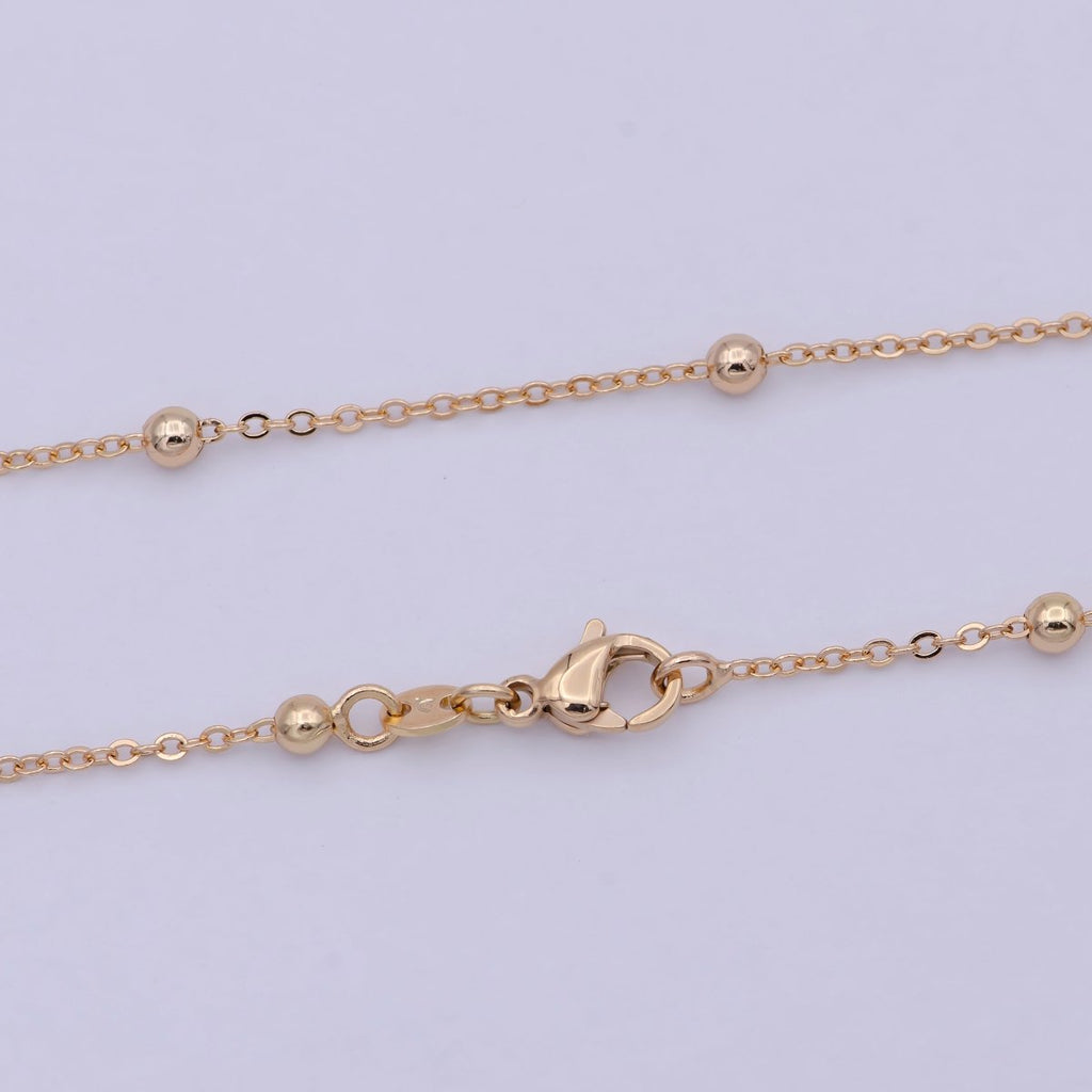 18k Gold plated Satellite Cable Chain Necklace Gold , Satellite Ball Chain Necklaces Ready To Wear 20 Inch | WA - 764 Clearance Pricing - DLUXCA
