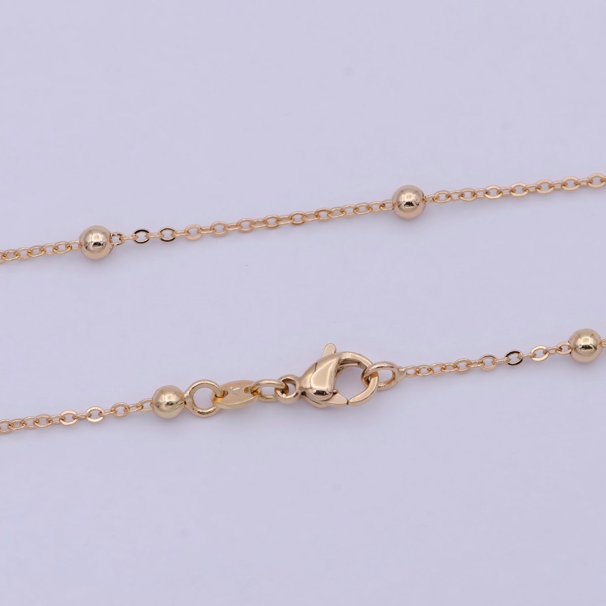 18k Gold plated Satellite Cable Chain Necklace Gold , Satellite Ball Chain Necklaces Ready To Wear 20 Inch | WA - 764 Clearance Pricing - DLUXCA