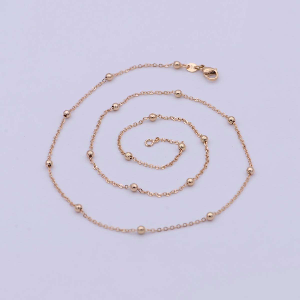 18k Gold plated Satellite Cable Chain Necklace Gold , Satellite Ball Chain Necklaces Ready To Wear 20 Inch | WA - 764 Clearance Pricing - DLUXCA