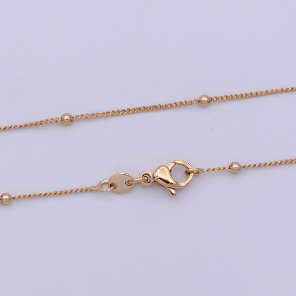 18K Gold plated Satellite Chain, 0.9mm Gold Ball Chain 18 Inches Ready To Wear Necklace w/ Lobster Clasps | WA-477 Clearance Pricing - DLUXCA