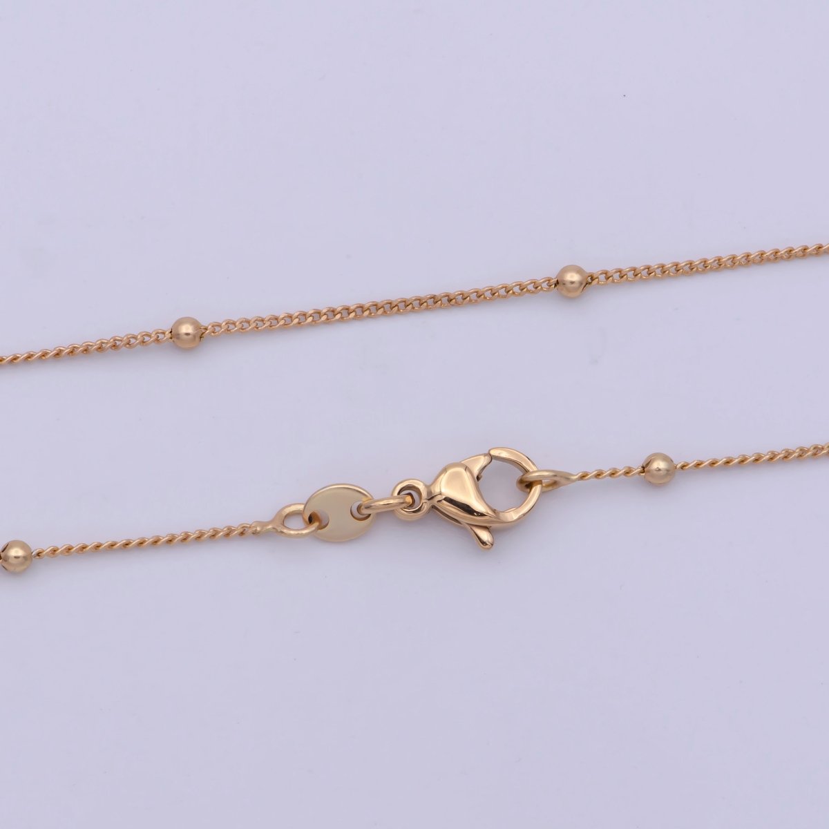 18K Gold plated Satellite Chain, 0.9mm Gold Ball Chain 18 Inches Ready To Wear Necklace w/ Lobster Clasps | WA-477 Clearance Pricing - DLUXCA