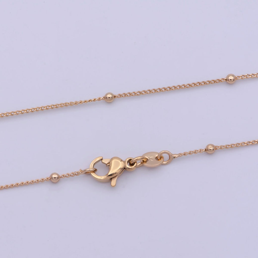 18K Gold plated Satellite Chain, 0.9mm Gold Ball Chain 18 Inches Ready To Wear Necklace w/ Lobster Clasps | WA-477 Clearance Pricing - DLUXCA
