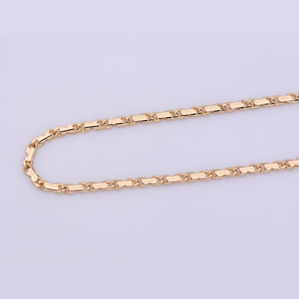 18K Gold plated Scroll Chain Necklace, 18 Inch Scroll Finished Chain For Jewelry Making, Dainty 2.5mm Designed Necklace w/ Spring Ring | CN-385 Clearance Pricing - DLUXCA